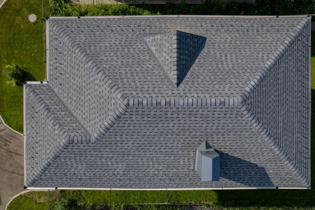 aerial view of a shingle roof